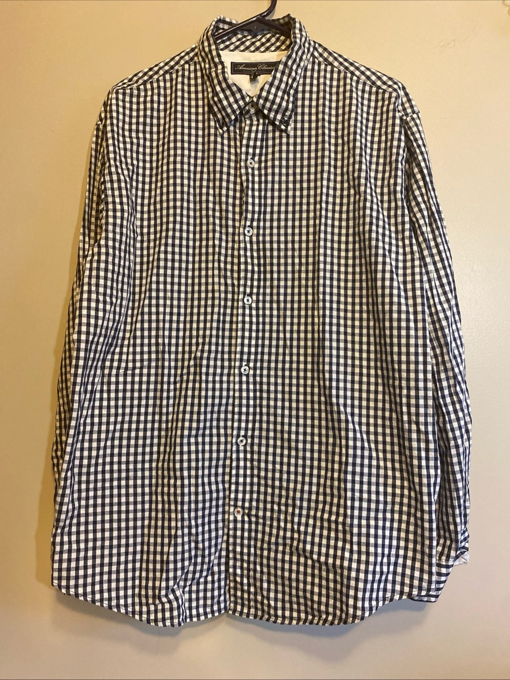 Vintage American Classics Russell Simmons Mens Blk Checker Shirt Size L (42/44)